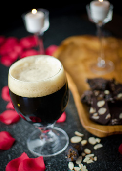 Chocolate Fig Almond Bark with chocolate stout